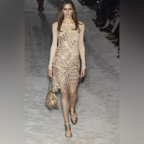 Tom Ford for Gucci iconic runway corset satin bamboo heels Sz. 7.5B - Picture 10 of 15